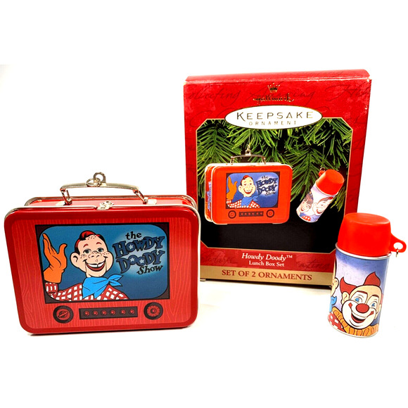 Hallmark HOWDY DOODY Lunch Box Keepsake Ornament 2pc. Set 1999 - Picture 1 of 9